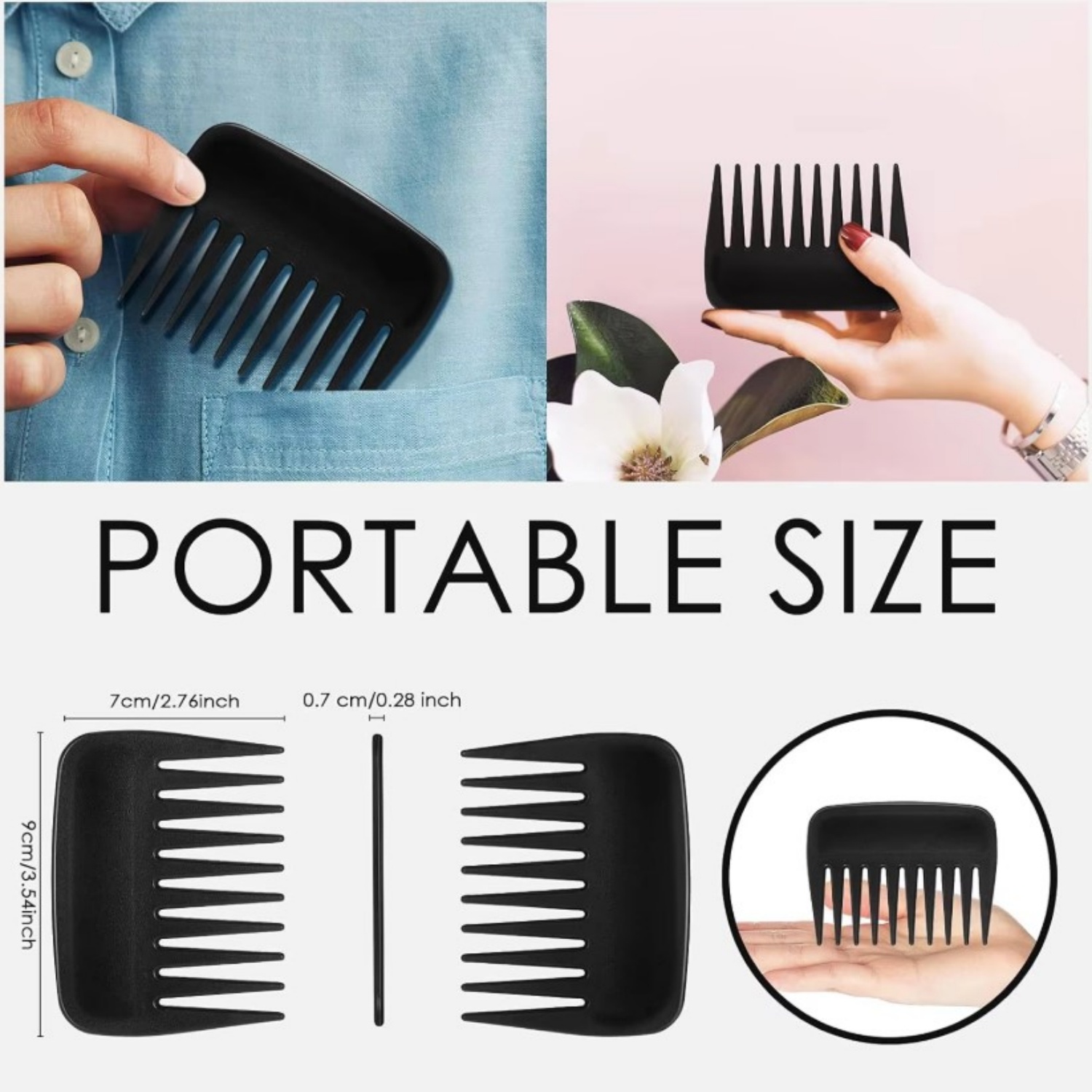 Peigne de poche en plastique,  - Detangling Wide Comb avis et prix